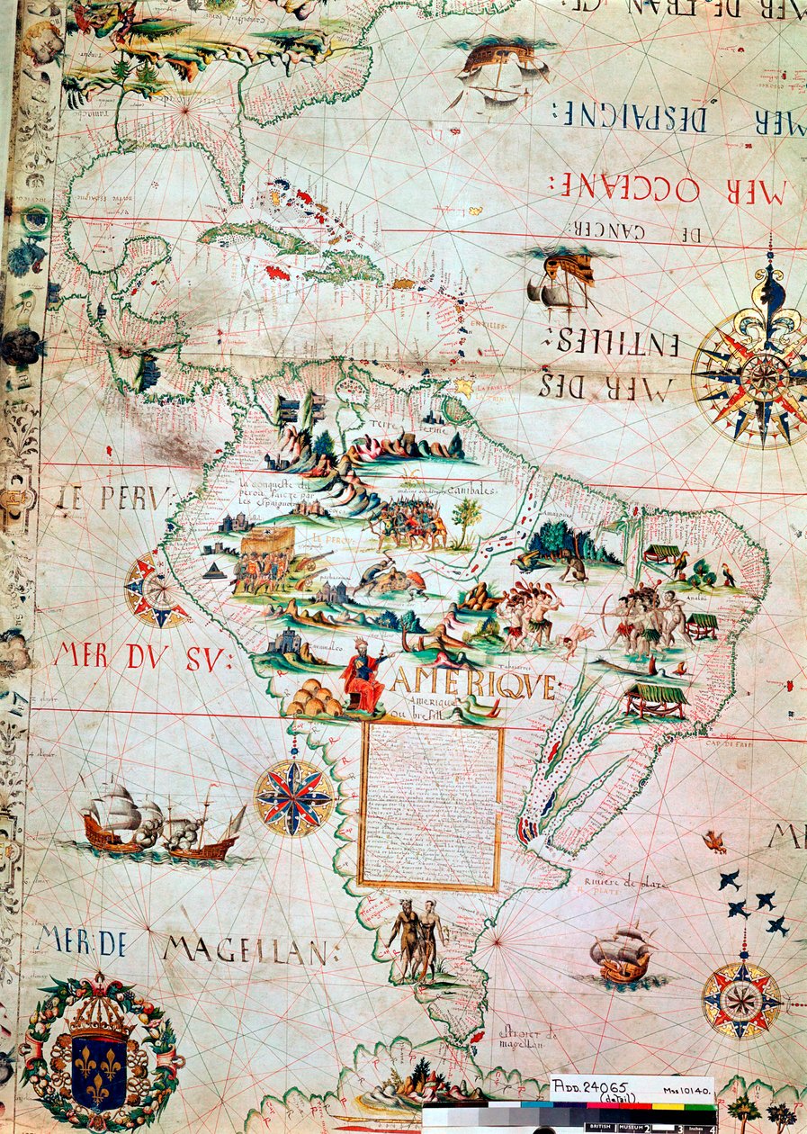 Ranskalainen Keski- ja Etelä-Amerikan kartta, ranska, 1550 tekijältä Unbekannt