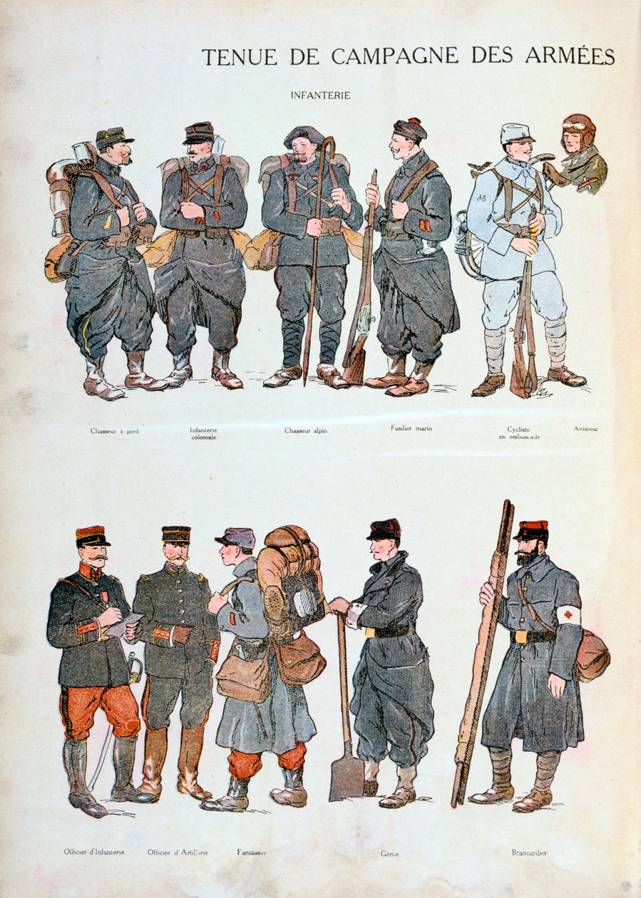 Ranskan armeijan univormut, Ensimmäinen maailmansota, 1914 tekijältä Unbekannt