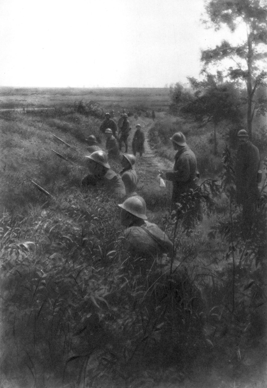 Ranskan jalkaväen asema upotetulla kaistalla, Villers-Cotteretsin pohjoispuolella, Aisne, Ranska, 1918 tekijältä Unbekannt