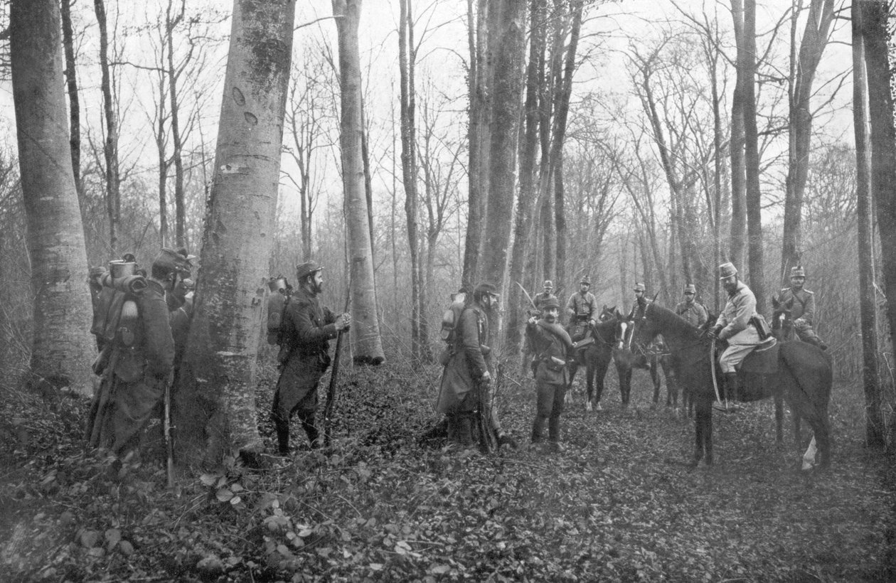 Ranskalaiset partiot Argonnen metsässä, Ranskassa, 1915 tekijältä Unbekannt