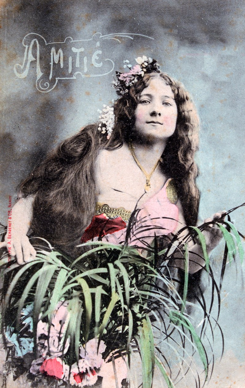 Ystävyys, vanha ranskalainen postikortti, c1900 tekijältä Unbekannt