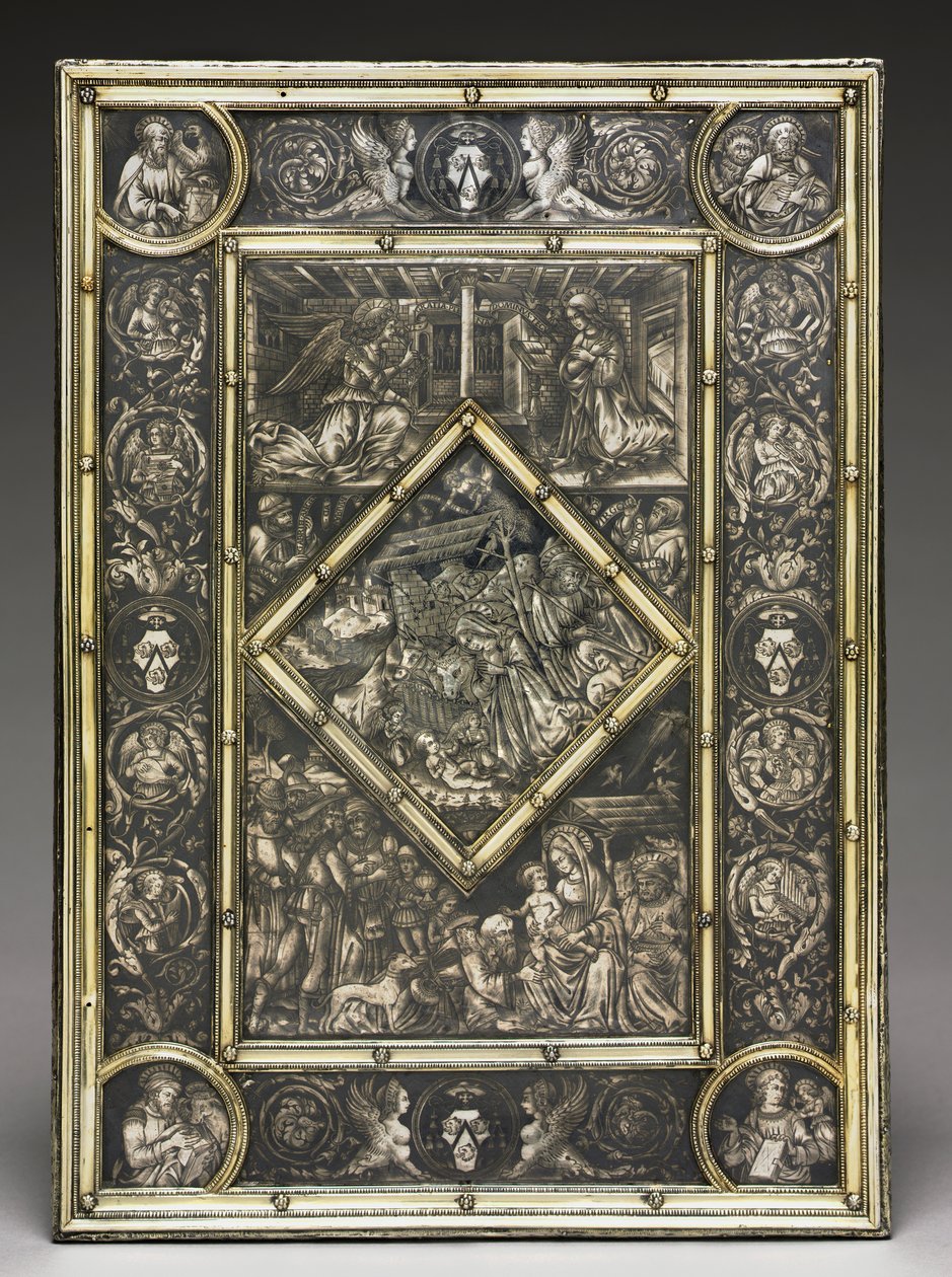 Ranskan kardinaali Jean La Baloun evankeliumikirjan etukansi 1421-1491, n. 1467-1468. tekijältä Unbekannt