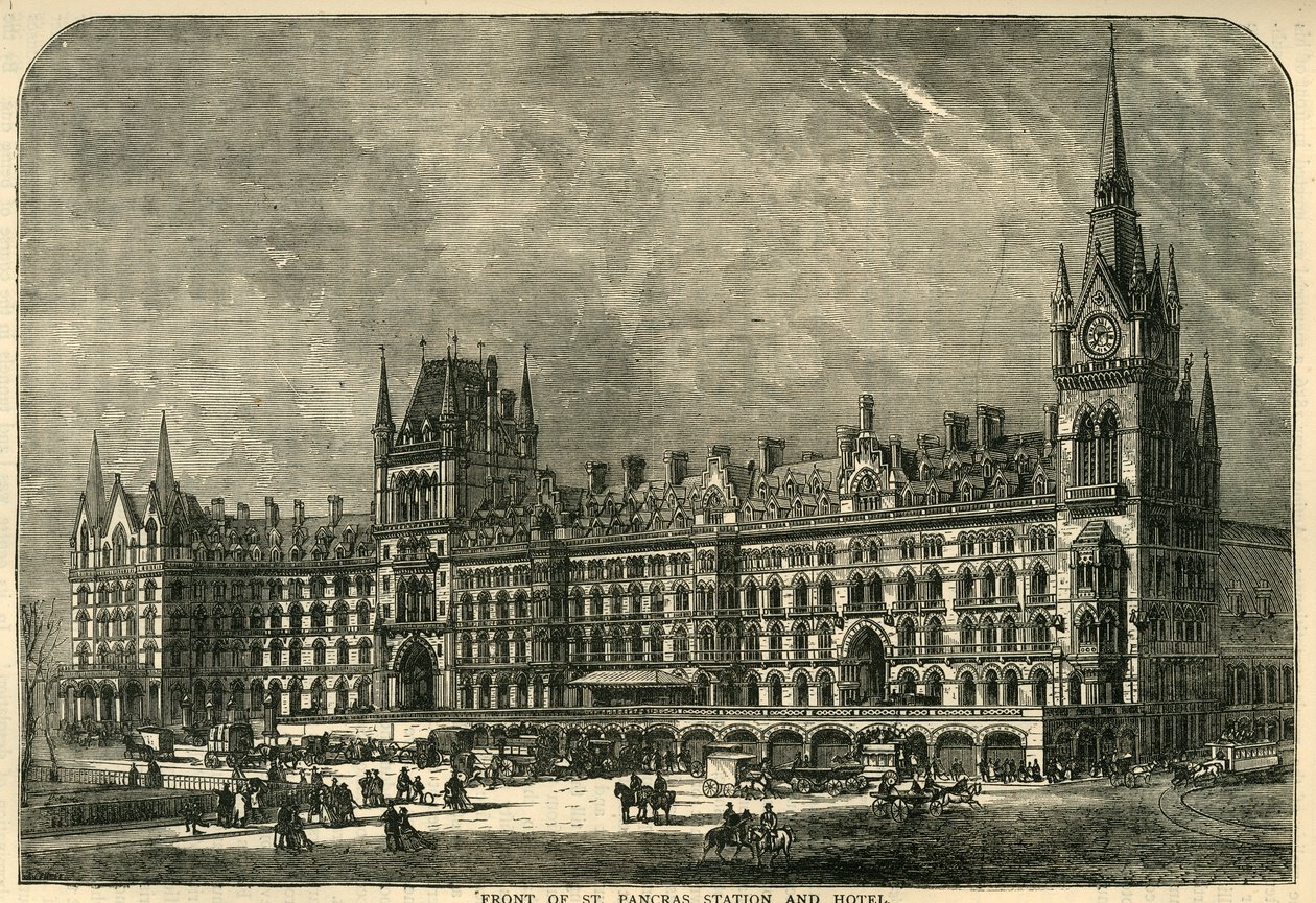 St. Pancrasin aseman ja hotellin edessä, c1876. tekijältä Unbekannt