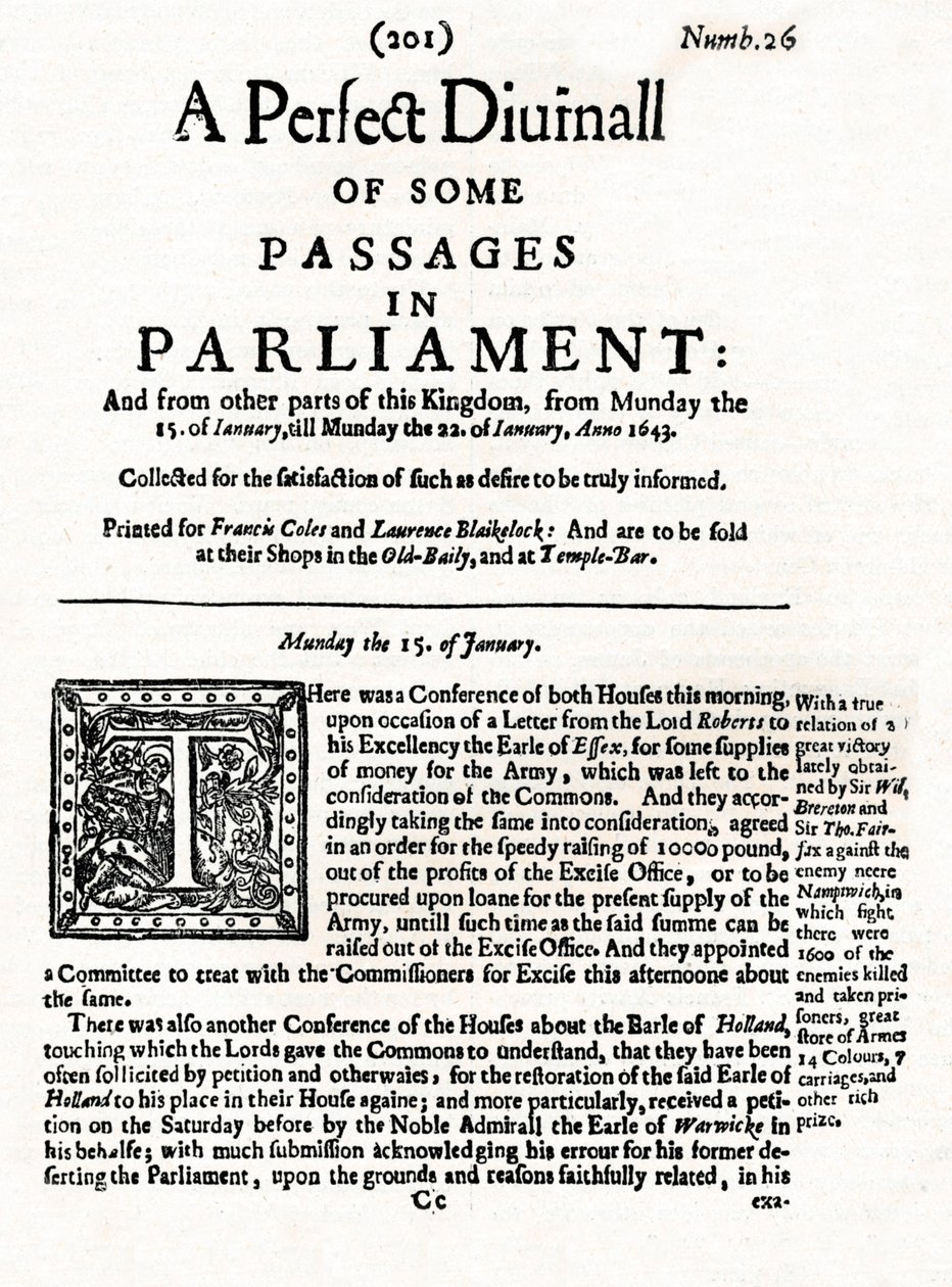 A Perfect Diurnall of Some Passages in Parliament etusivu, 1643 1905 tekijältä Unbekannt