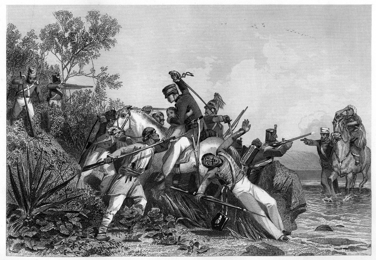 Karenneet brittiläiset upseerit ja heidän perheensä kapinalaisten kimppuun, 1857, c1860 tekijältä Unbekannt