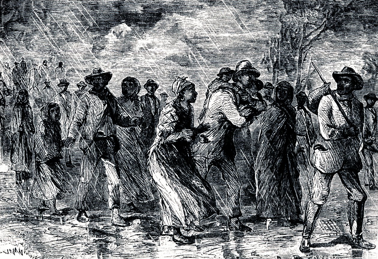 Karenneet orjat pakenivat Marylandista Delawareen maanalaista rautatietä pitkin, 1850-1851 tekijältä Unbekannt