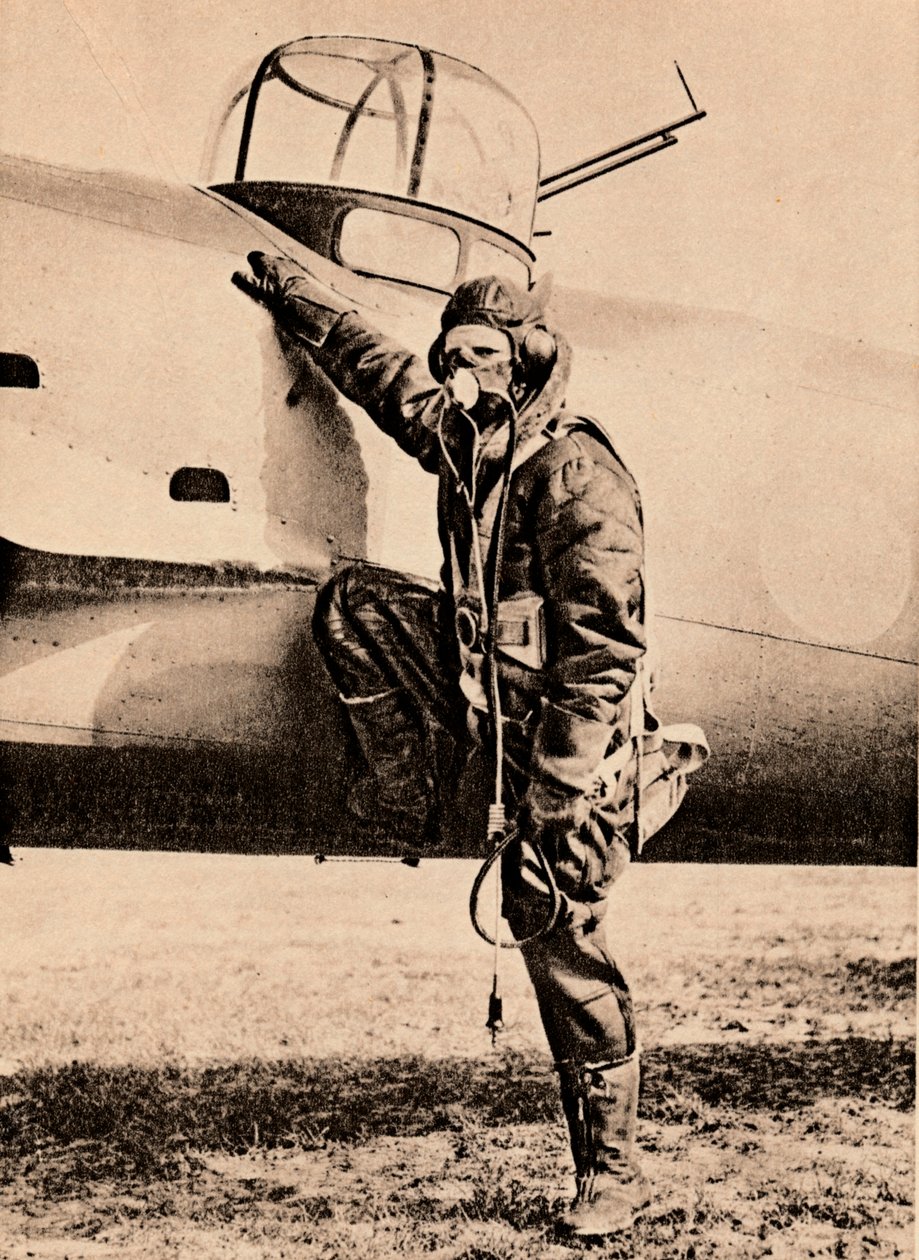 Täysin varustettu ilmataisteluihin, happi, radio, sähkölämmitteiset vaatteet ja laskuvarjo, 1940 tekijältä Unbekannt