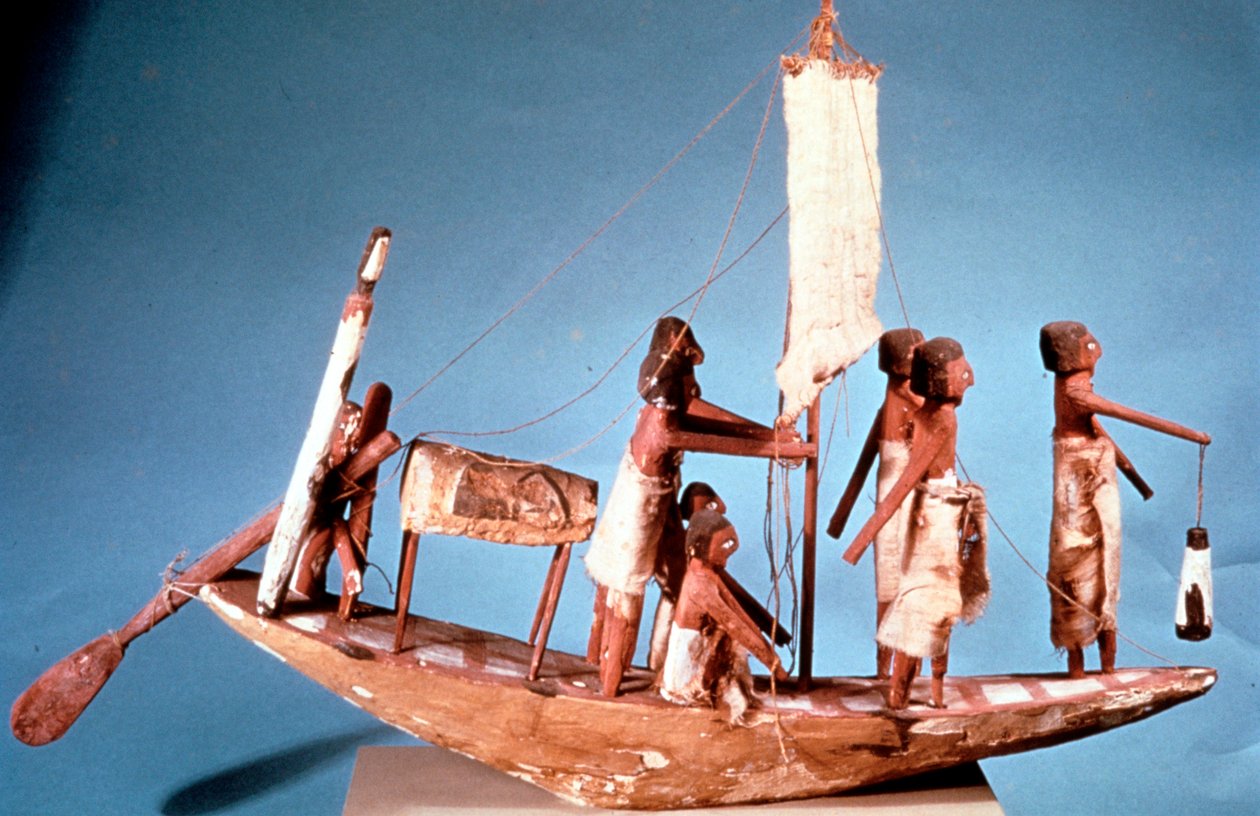 Maalattua puuta oleva hautausvene, 9. dynastia, muinainen Egypti, 2232-2140 eKr. tekijältä Unbekannt