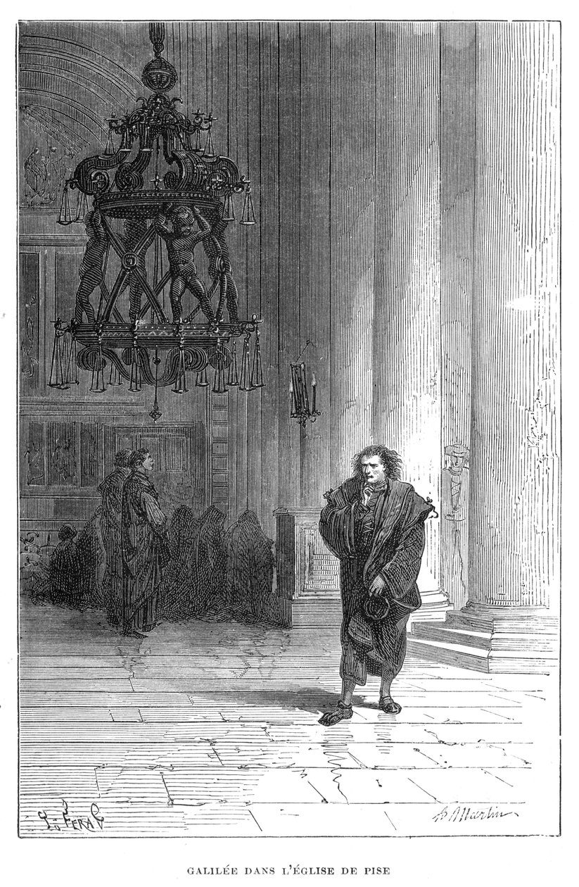 Galileo tarkkailee kattokruunun heilumista Pisan katedraalissa, c1584 1870 tekijältä Unbekannt