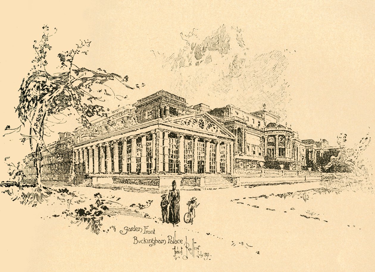 Puutarha edessä, Buckinghamin palatsi, Westminster, Lontoo, c1890. tekijältä Unbekannt