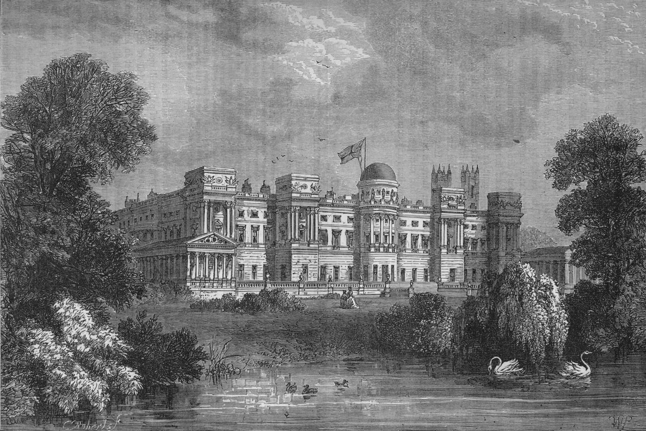 Buckinghamin palatsin puutarha edessä, Westminster, Lontoo, c1875 1878 tekijältä Unbekannt