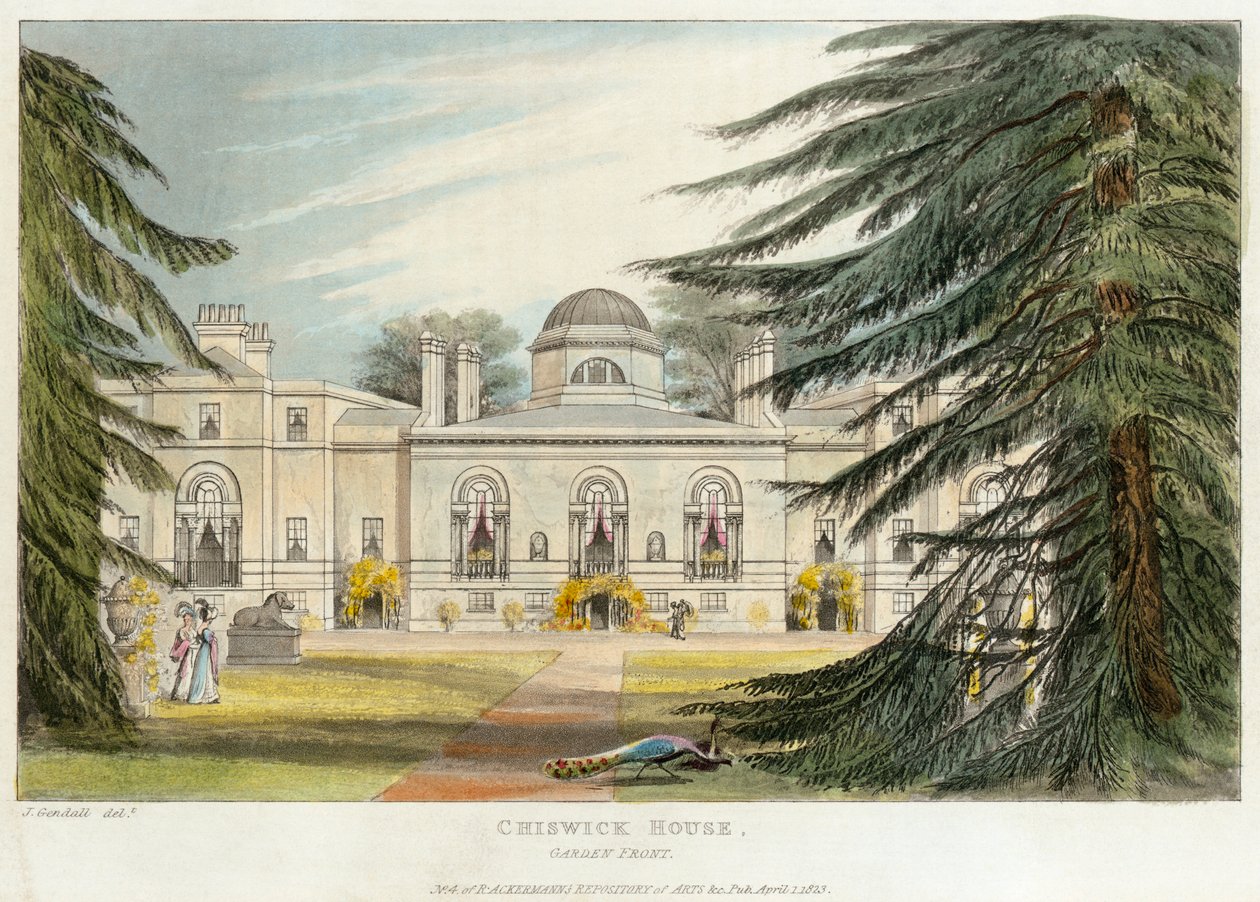 Chiswick Housen puutarha edessä, Hounslow, Lontoo, 1823 tekijältä Unbekannt