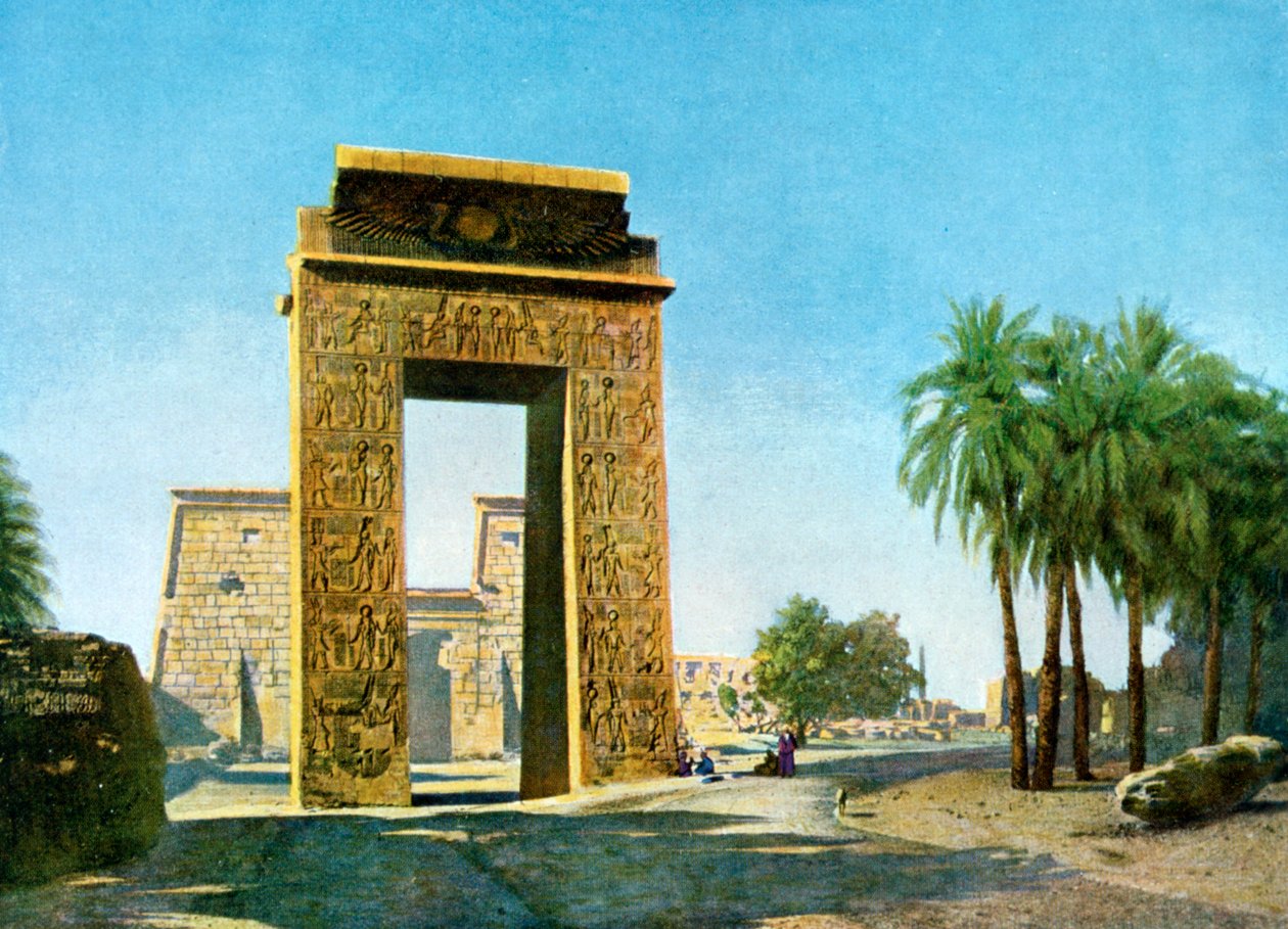 Portti Khonsun temppelin edessä, Karnak, Egypti, 1900-luku tekijältä Unbekannt