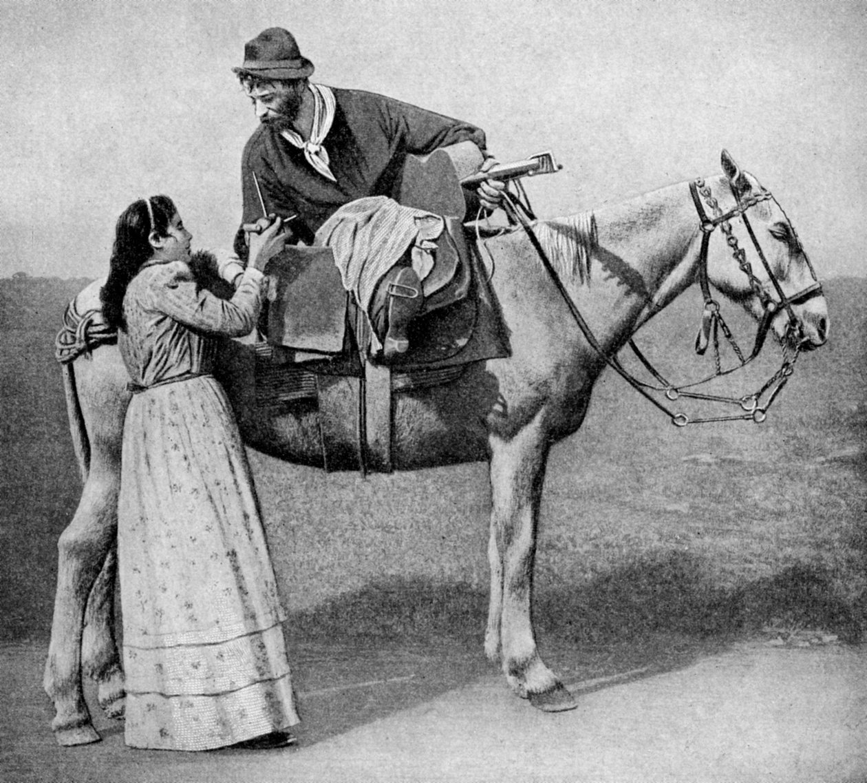 Gaucho-söpöt vaihtavat mate-kupit, Argentiina, 1922 tekijältä Unbekannt