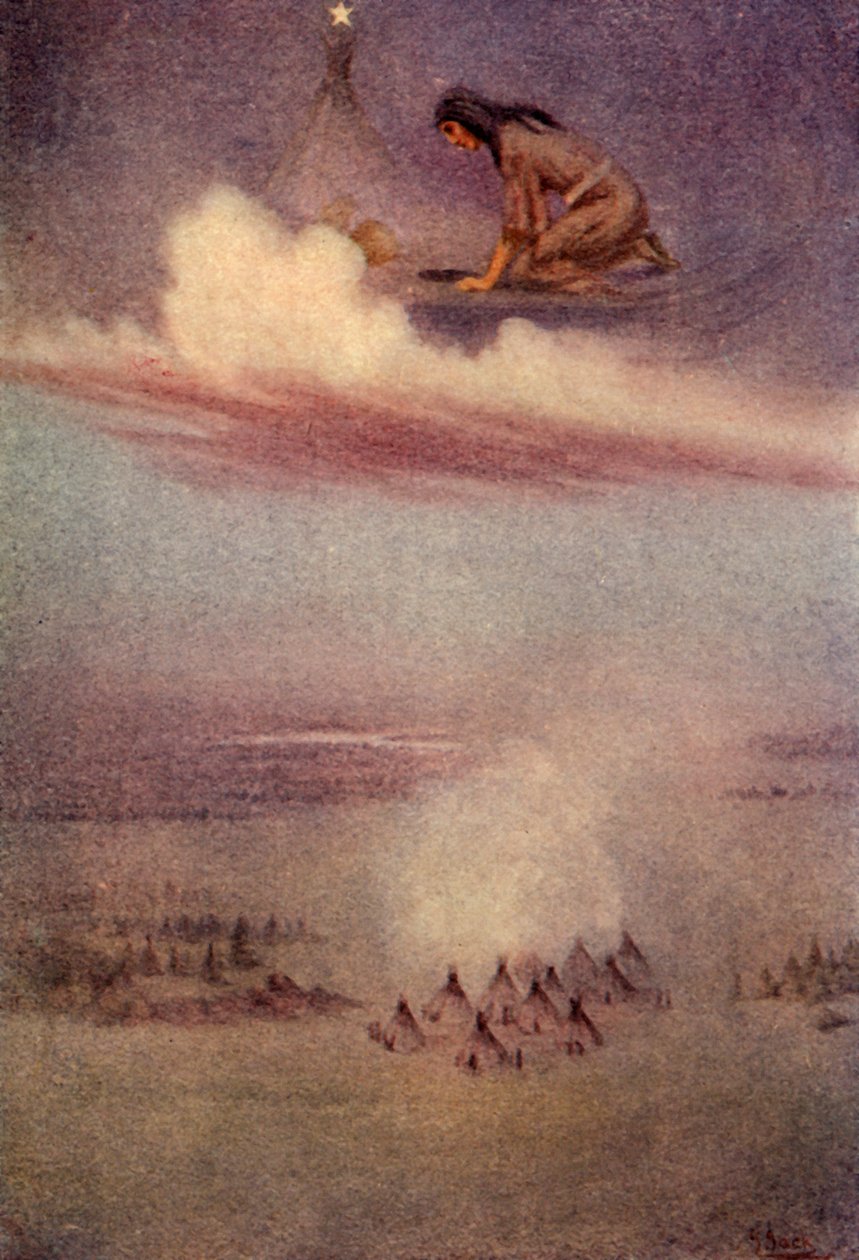 Hän katsoi alaspäin ja näki Blackfeet-leirin, 1914. tekijältä Unbekannt