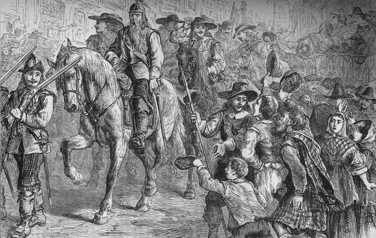 Kenraali Dalzell saapuu Edinburghiin heinäkuussa 1666, n. 1880 tekijältä Unbekannt