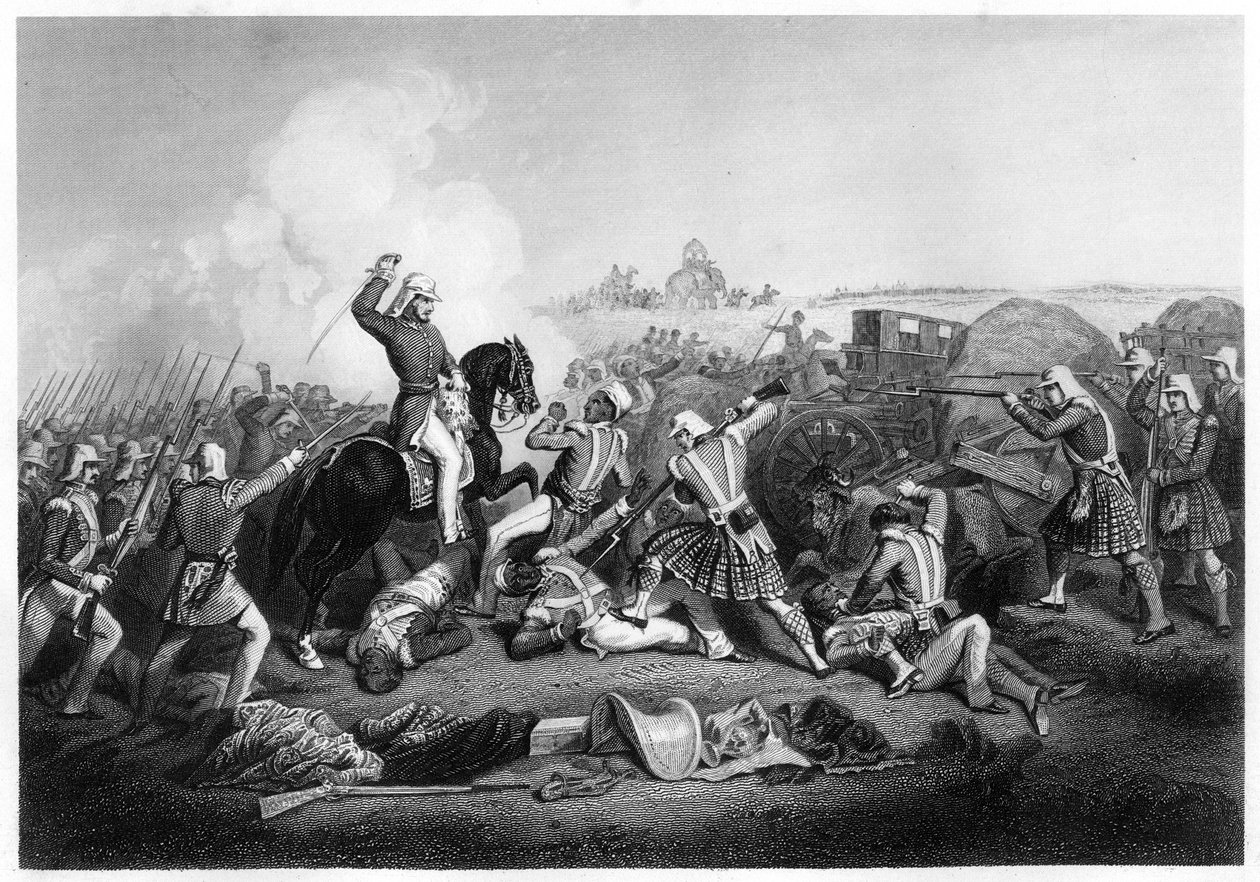 Kenraali Havelockin hyökkäys Nana Sahibiin Futtyporessa, 1857, c1860 tekijältä Unbekannt