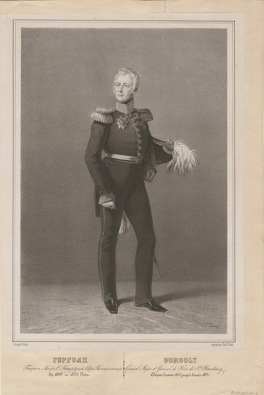 Kenraali Ivan Savvich Gorgoli, Pietarin poliisipäällikkö, 1822 tekijältä Unbekannt