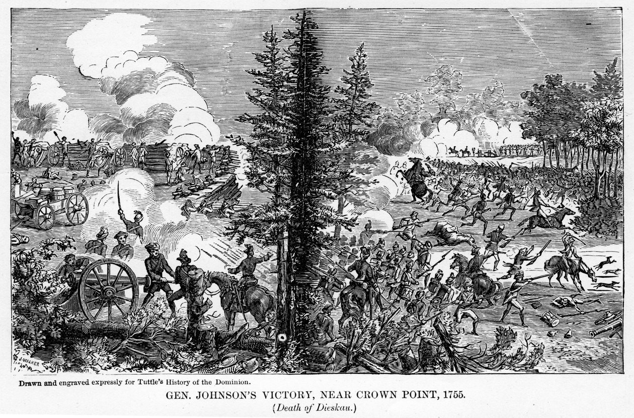 Kenraali Johnsons Victory, lähellä Crown Pointia, 1755, 1877 tekijältä Unbekannt