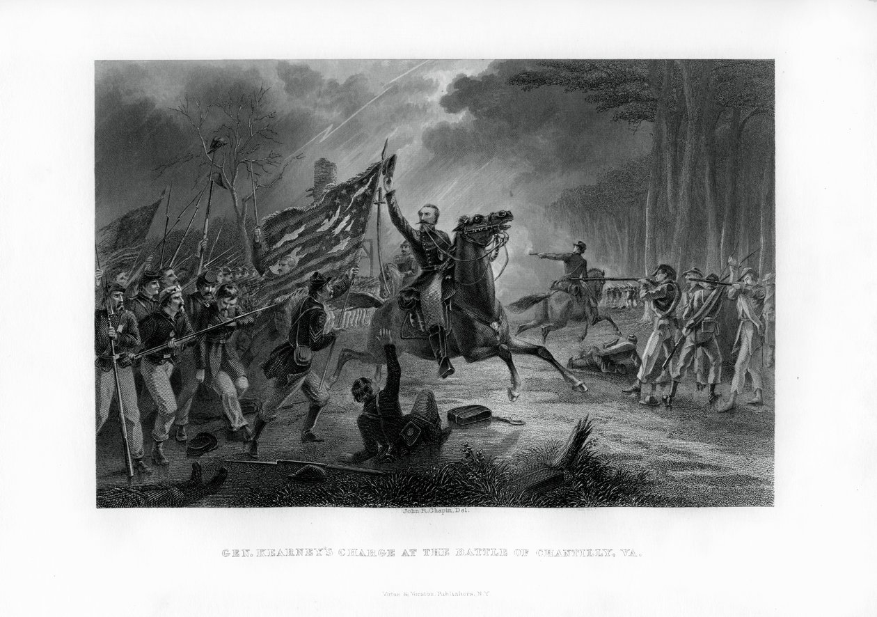 Kenraali Kearnys Charge, Chantillyn taistelu, Virginia, 1. syyskuuta 1862, 1862-1867 tekijältä Unbekannt