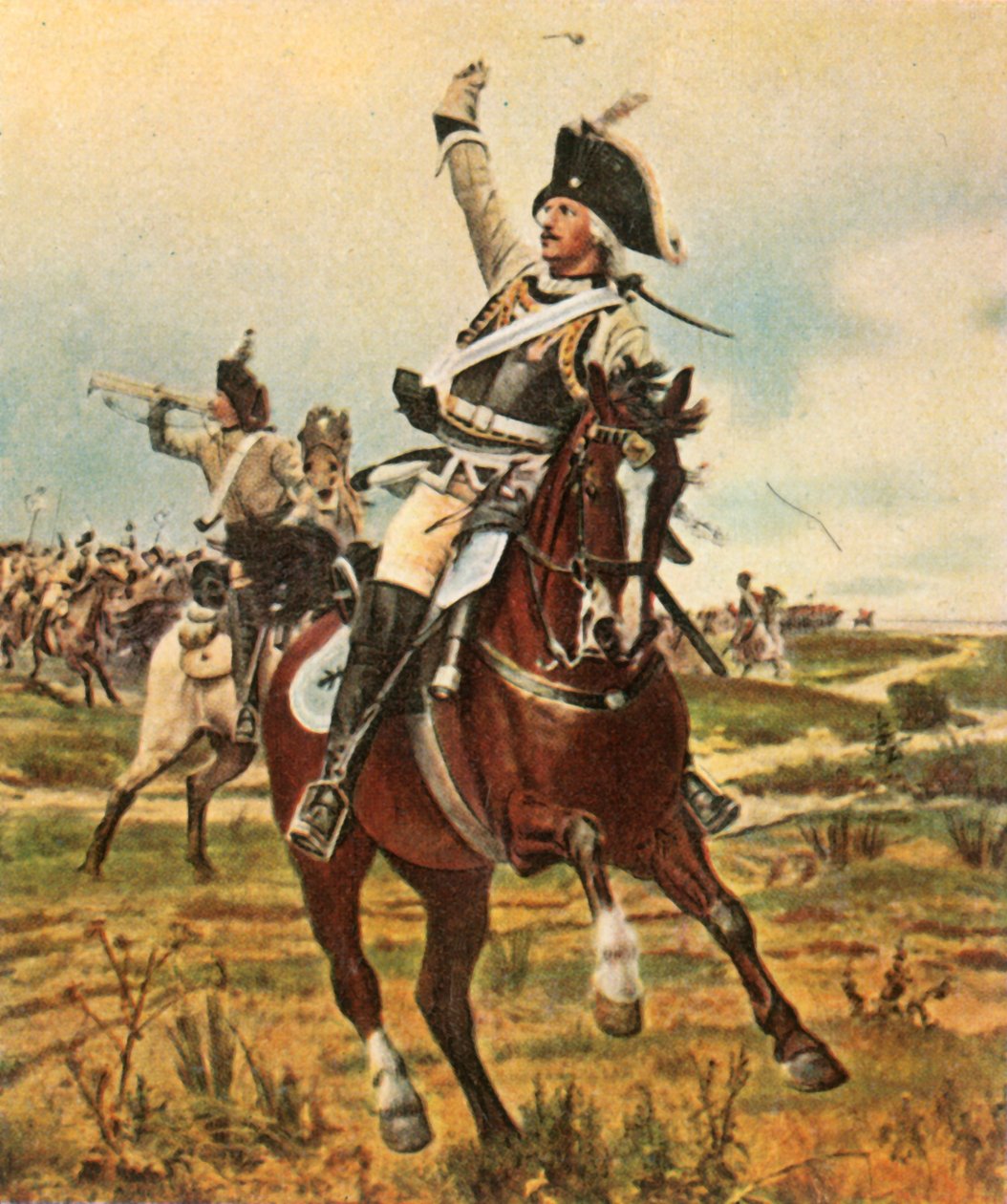 Kenraali Seydlitz antaa signaalin etenemiseen Rossbachissa 5.11.1757, 1936. tekijältä Unbekannt