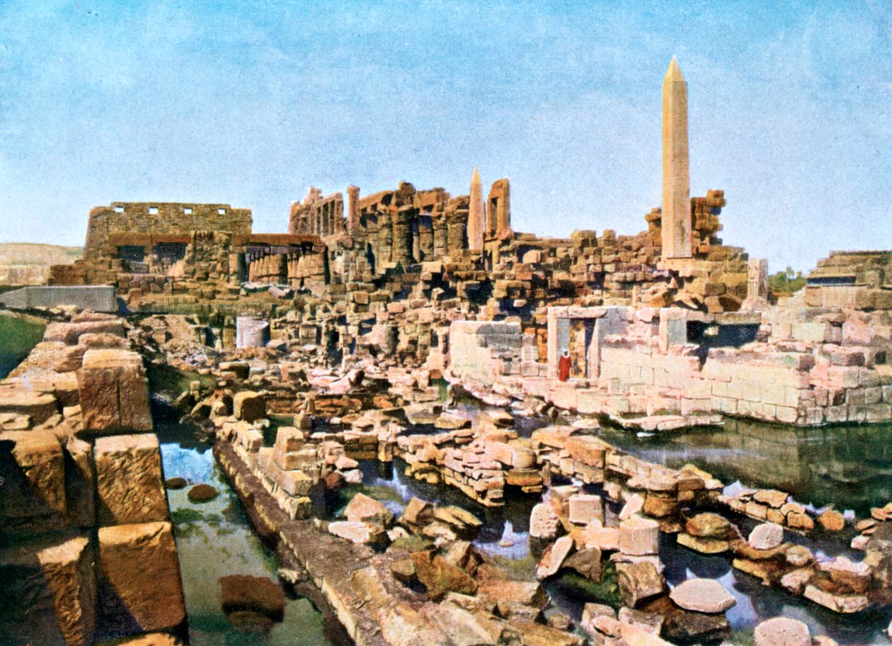 Yleisnäkymä Amun-Ren suuresta temppelistä, Karnak, Luxor, Egypti, 1900-luku tekijältä Unbekannt