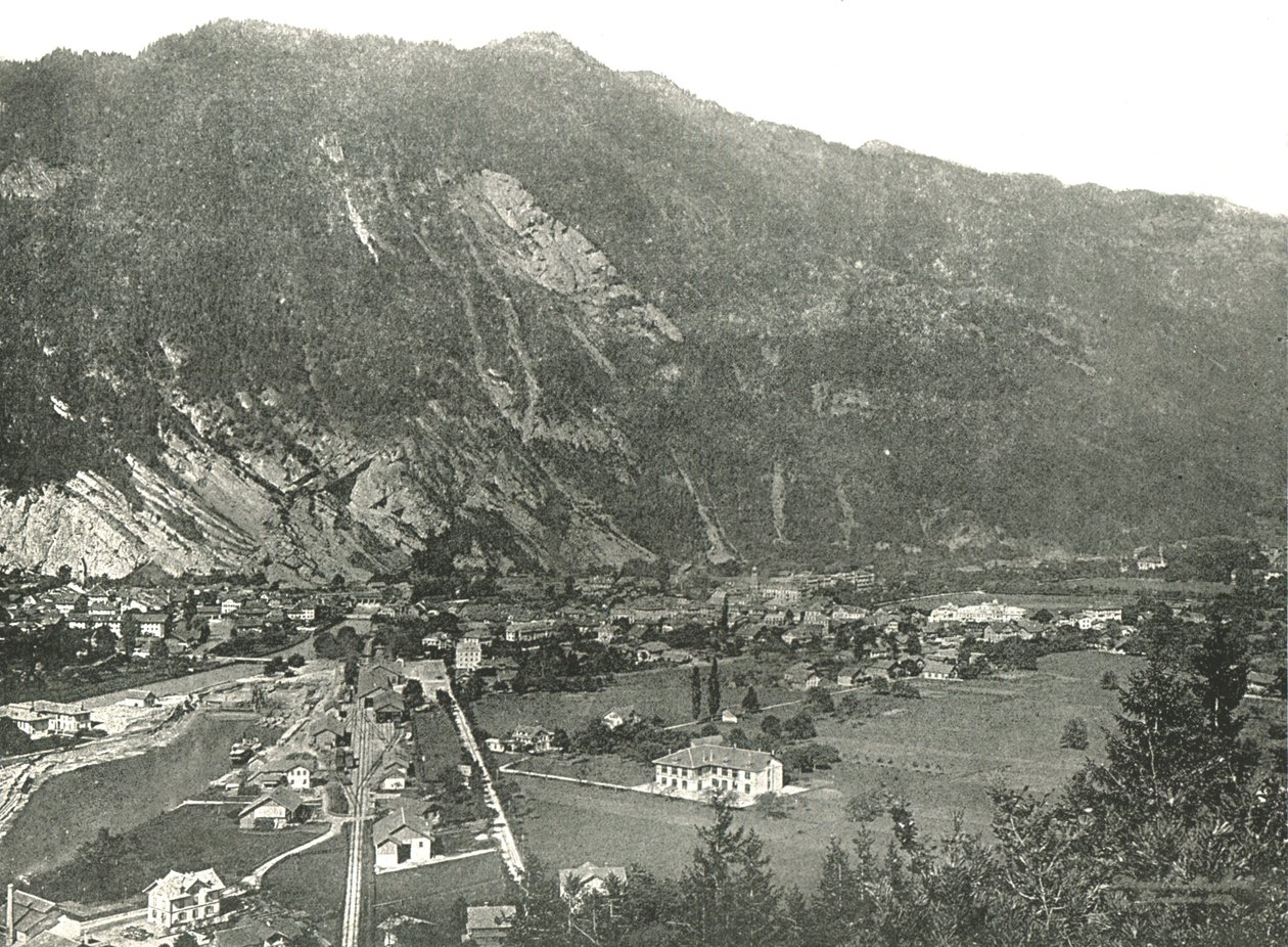 Yleiskuva Interlakenin kaupungista, Sveitsistä, 1895. tekijältä Unbekannt