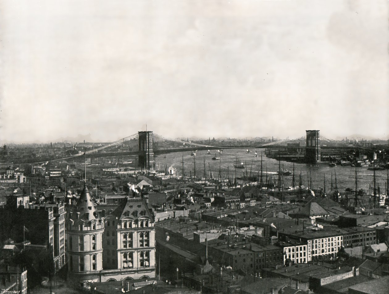Yleiskuva Brooklyn Bridgestä, New Yorkista, USA:sta, 1895. tekijältä Unbekannt
