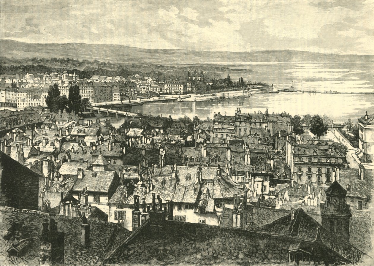 Geneve, Katse kohti järveä, 1890. tekijältä Unbekannt