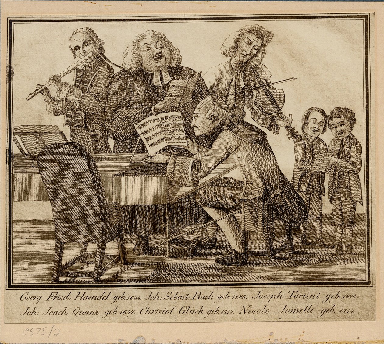 Georg Friedrich Haendel, Johann Sebastian Bach, Giuseppe Tartini, Johann Joachim Quantz, Christoph W tekijältä Unbekannt
