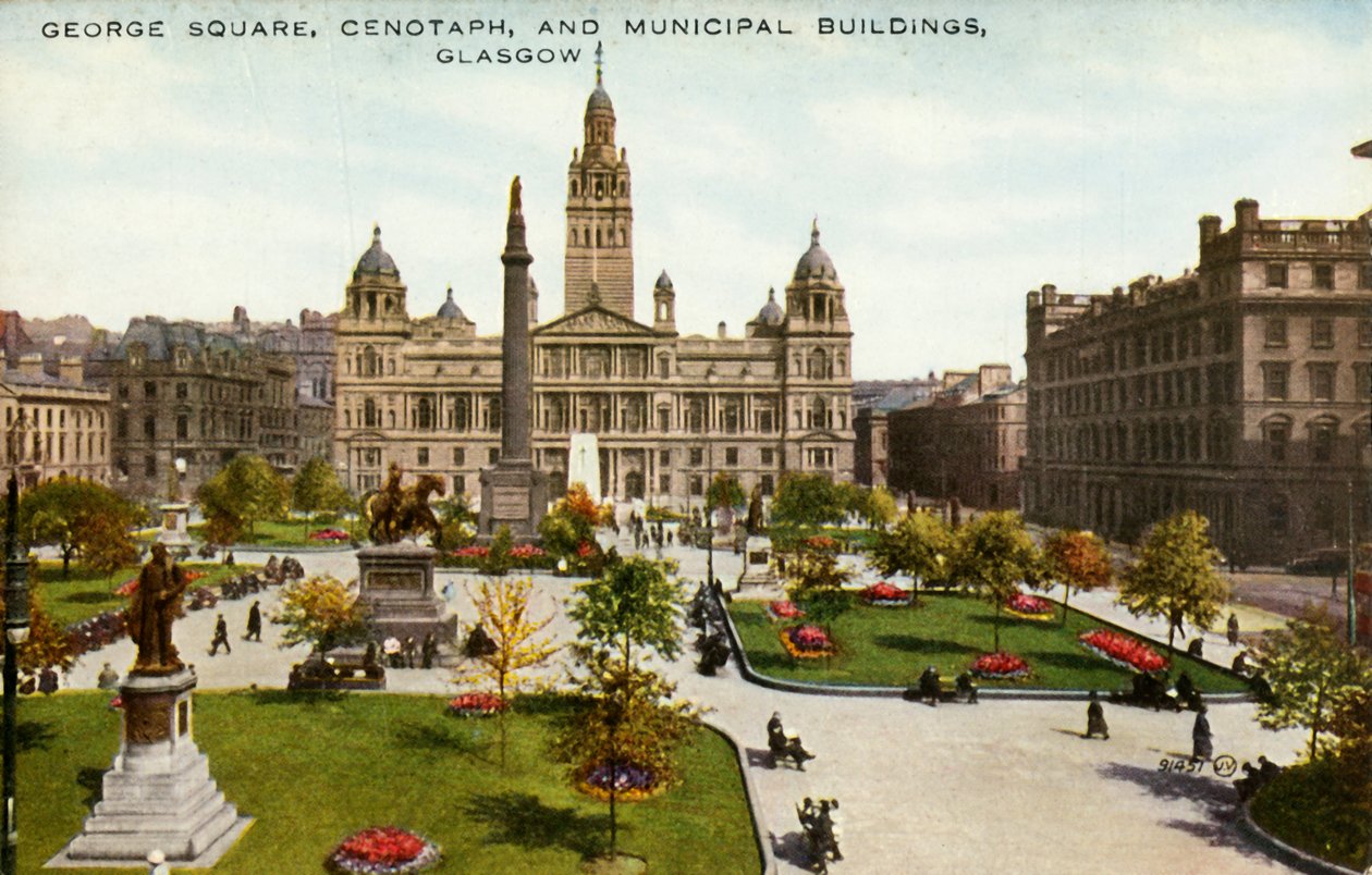 George Square, Cenotaph ja Municipal Buildings, Glasgow, 1800-luvun loppu - 1900-luvun alku. tekijältä Unbekannt