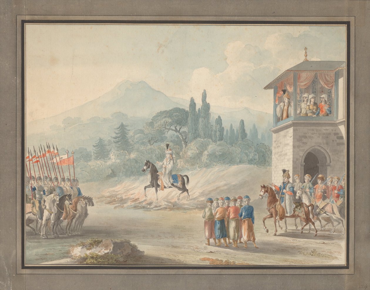 Georgian ratsuväen katsaus, n. 1780 tekijältä Unbekannt