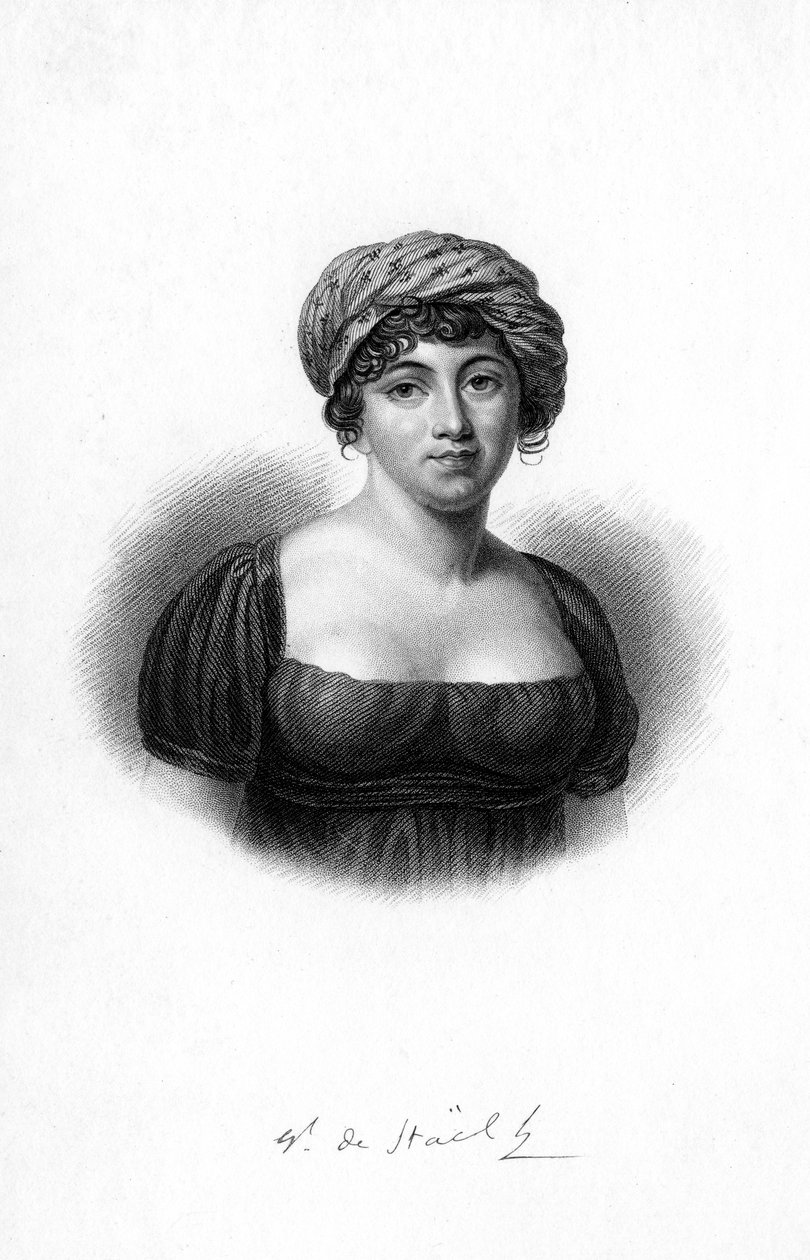 Germaine de Stael, ranskalainen kirjailija, kirjailija ja poliittinen propagandisti, syntynyt Pariisissa, 1843 tekijältä Unbekannt