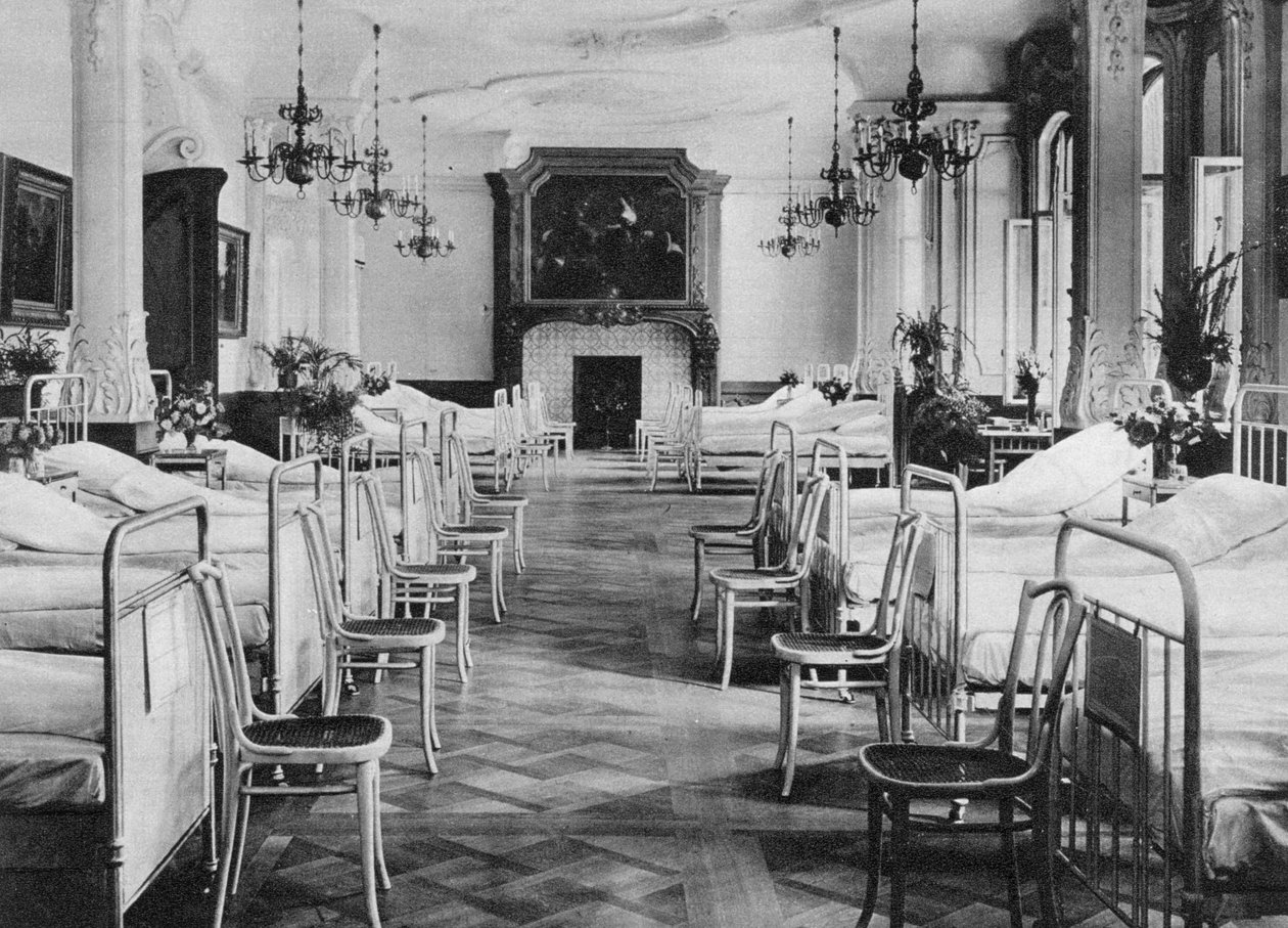 Saksalainen sairaalan asuntola sotilaille, Frankfurt am Main, Saksa, Ensimmäinen maailmansota, 1915 tekijältä Unbekannt