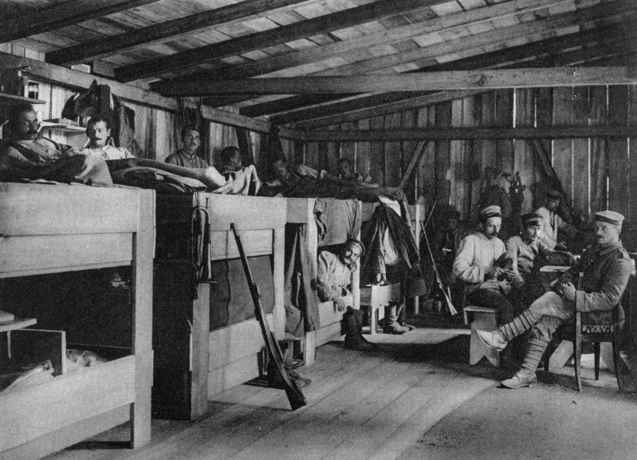 Saksalaiset sotilaat reduit-suojassa, Vogeesit, Ranska, Ensimmäinen maailmansota, 1916 tekijältä Unbekannt