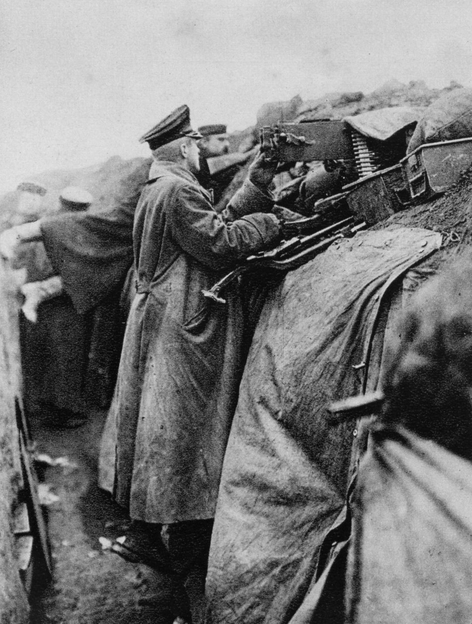 Saksalaiset sotilaat haudassa, ensimmäinen maailmansota, 1915 tekijältä Unbekannt