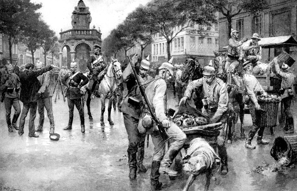 Saksalaiset joukot miehittivät Liegen kaupunkia Belgiassa, ensimmäinen maailmansota, 1914 tekijältä Unbekannt