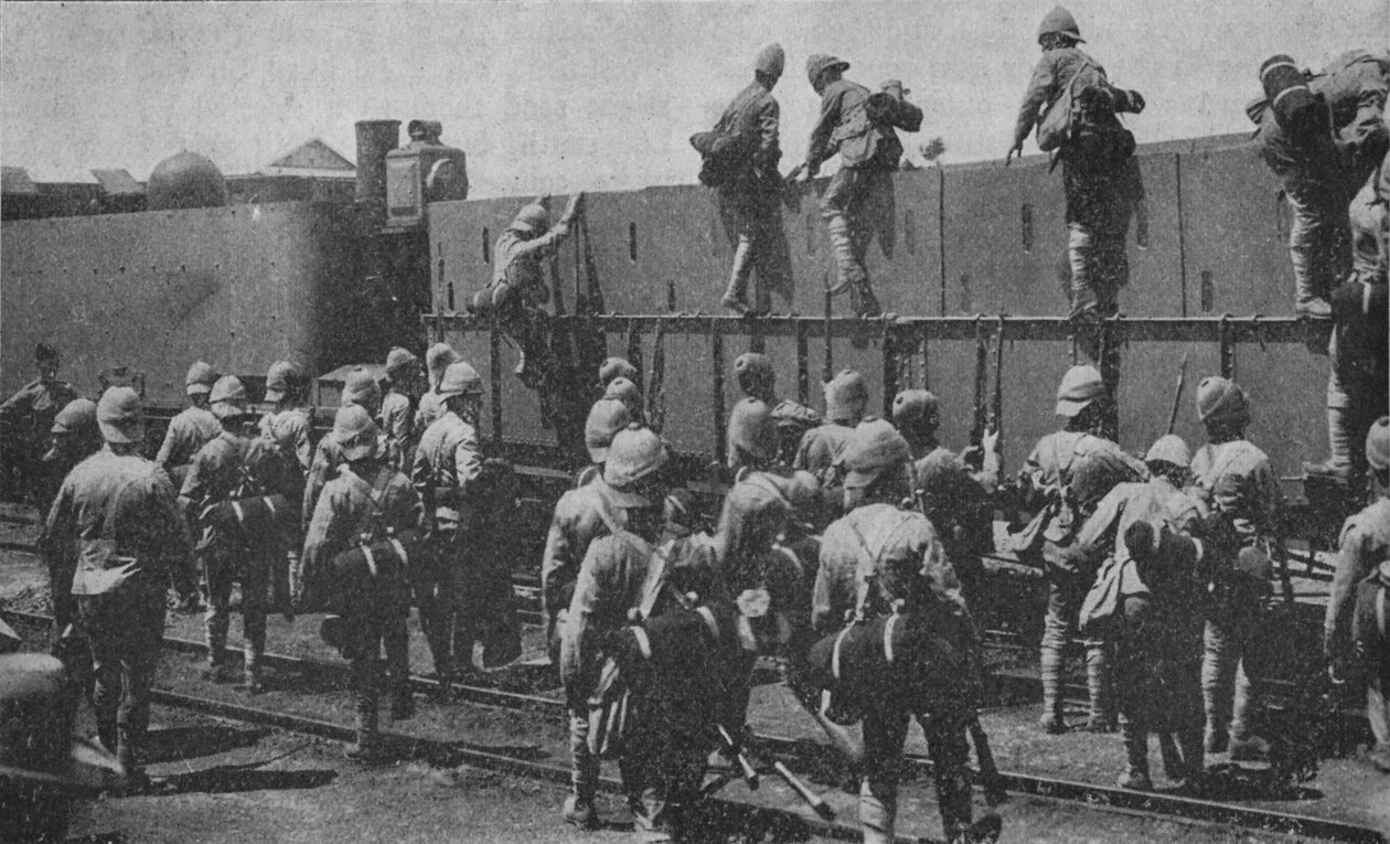 Panssaroituun junaan pääseminen, 1902 tekijältä Unbekannt