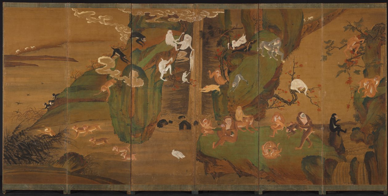 Gibbons in a Landscape, 1800-luvun loppu tai 1900-luvun alku. tekijältä Unbekannt