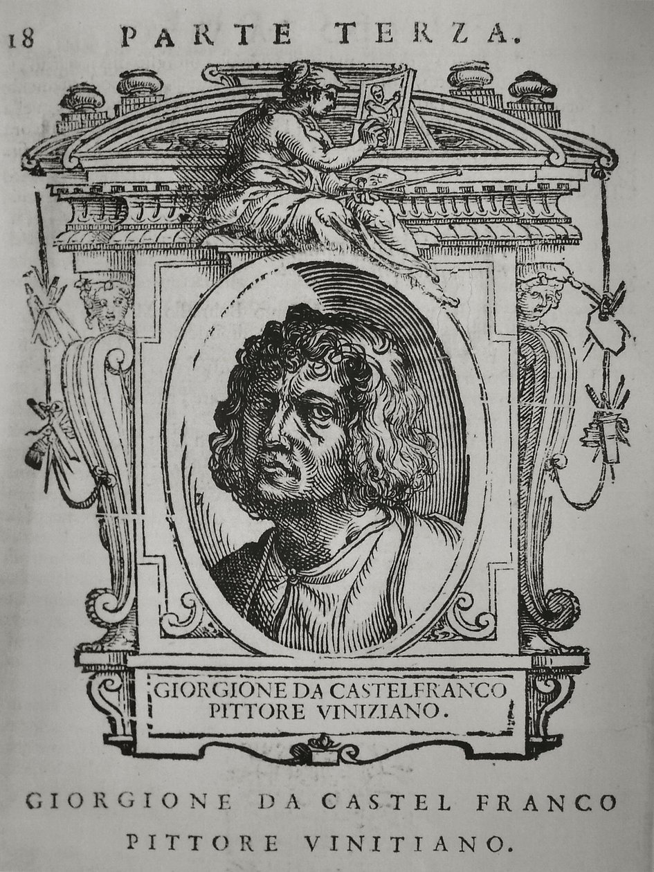 Giorgione. Lähettäjä: Giorgio Vasari, Erinomaisimpien italialaisten maalareiden, kuvanveistäjien ja arkkitehtien elämä, 1568 tekijältä Unbekannt
