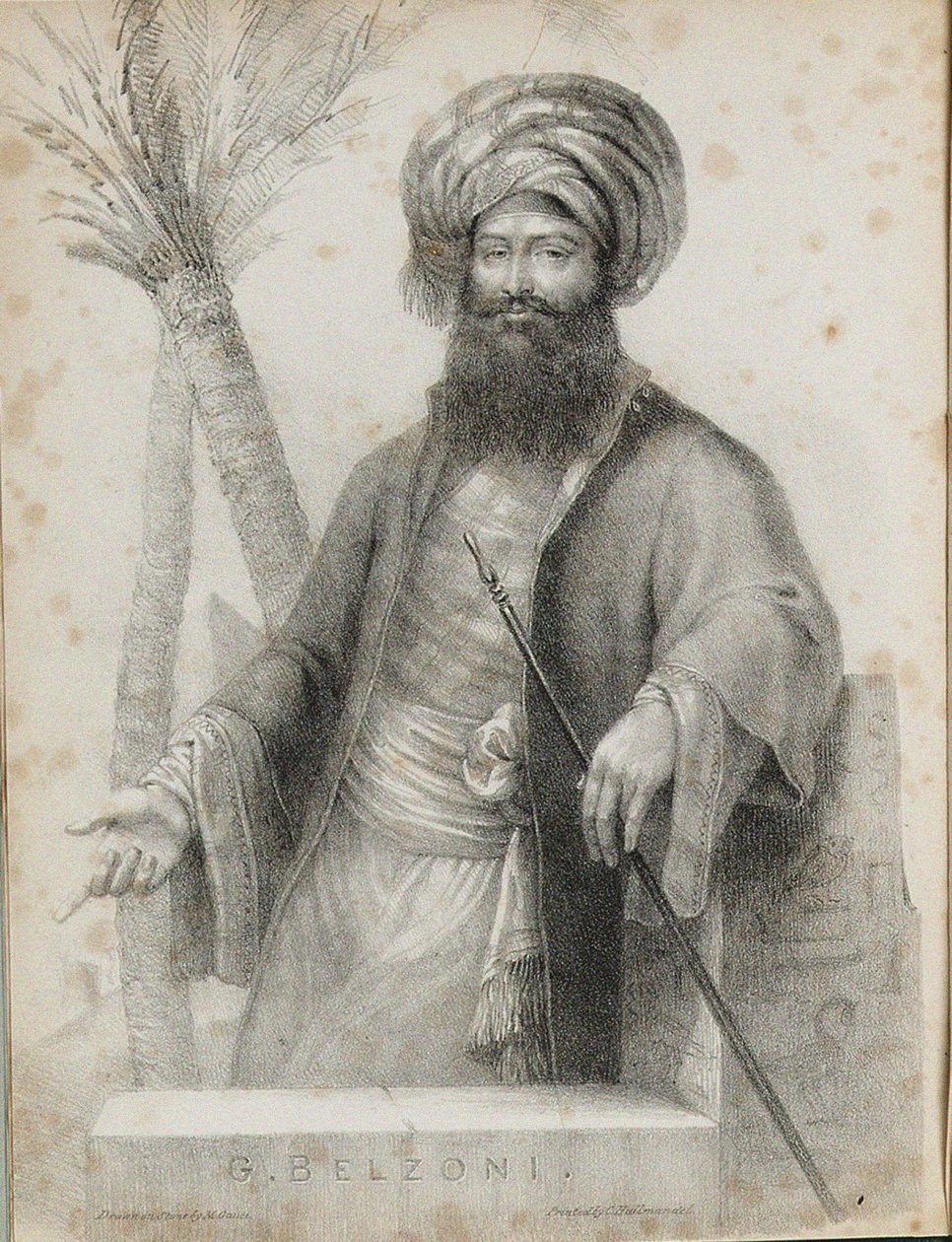 Giovanni Battista Belzoni 1778-1823 Frontispiece elokuvasta Narrative of the Operations ja Recent Disco tekijältä Unbekannt