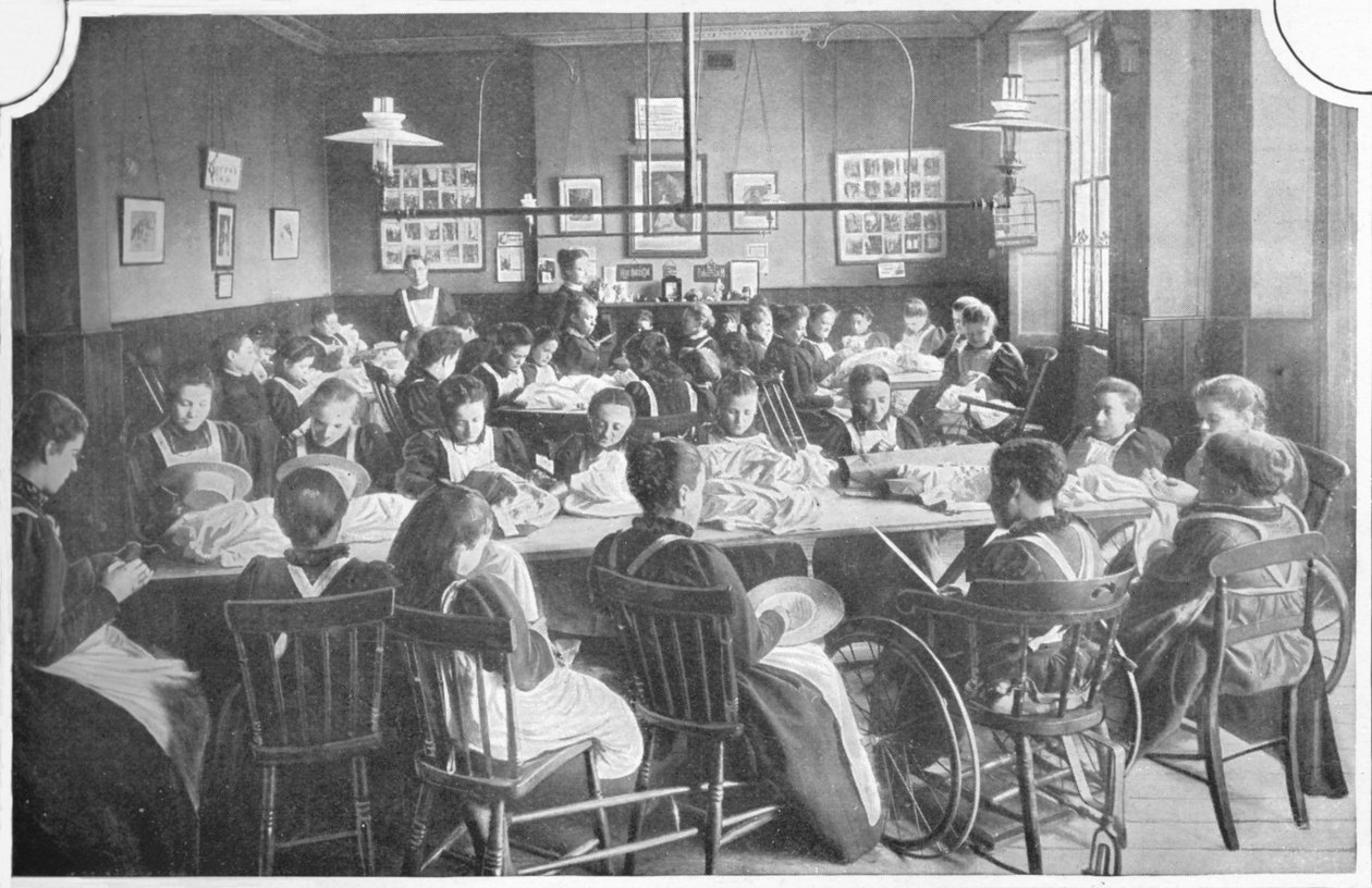 Tytöt käsityössä, Halliwick School For Girls, Marylebone Road, Lontoo, c1903 1903 tekijältä Unbekannt