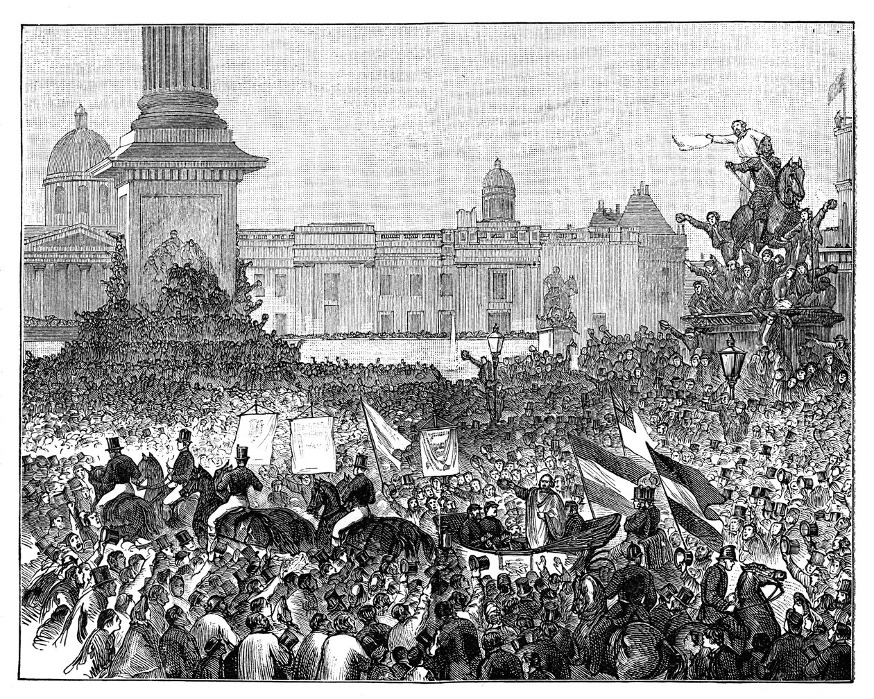 Giuseppe Garibaldisin vastaanotto Trafalgar Squarella Lontoossa, 1864 tekijältä Unbekannt