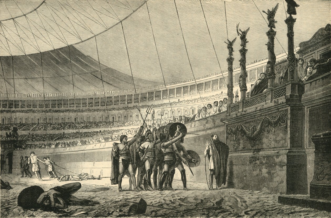 Gladiaattorit tervehtivät keisaria ennen taisteluun liittymistä, 1890. tekijältä Unbekannt