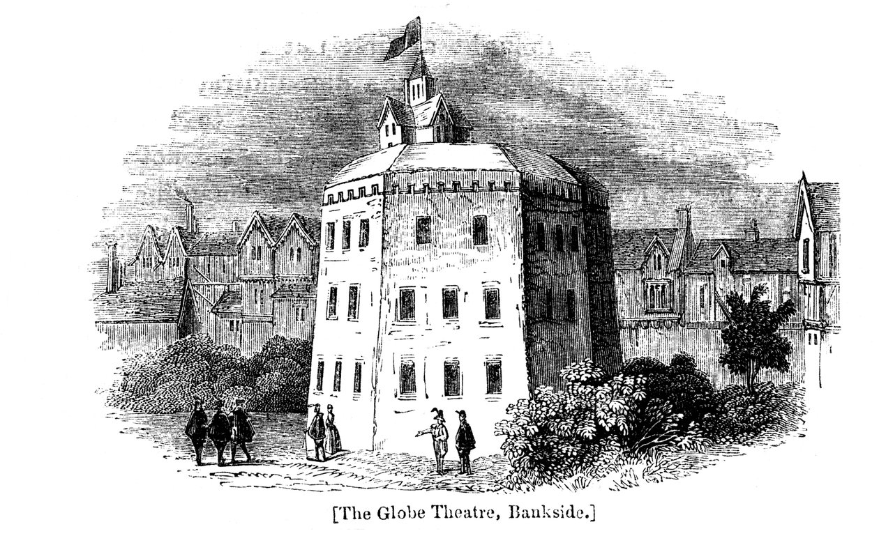 Globe Theatre, Bankside, Southwark, Lontoo, sellaisena kuin se esiintyi vuonna 1598 tekijältä Unbekannt