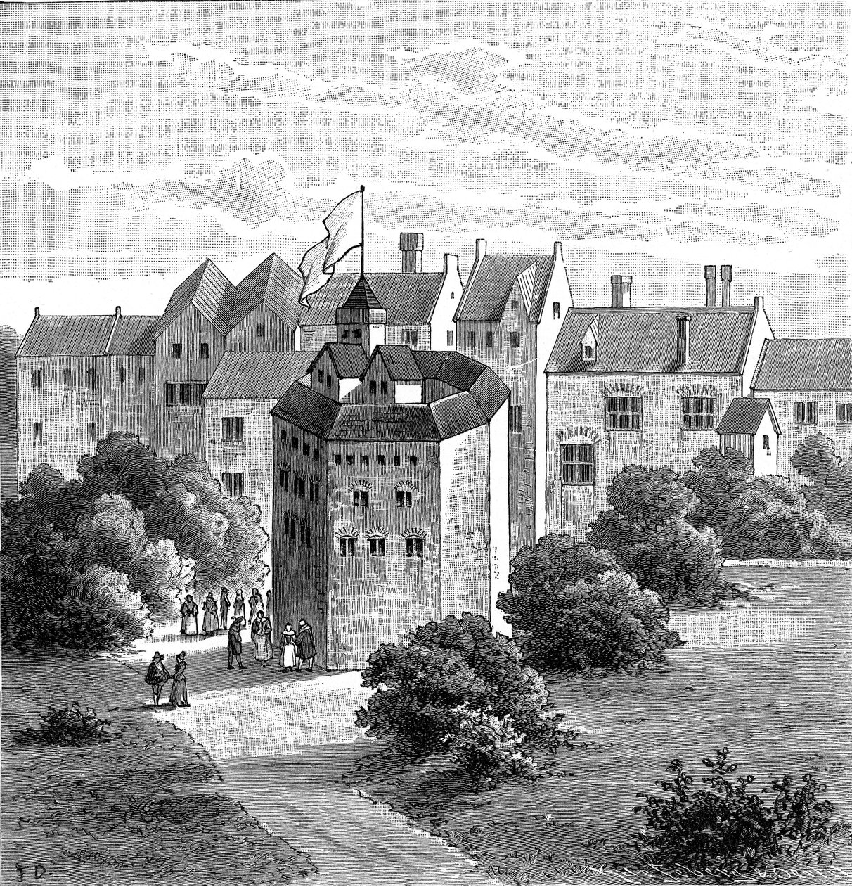 Globe Theatre, Bankside, Southwark, Lontoo, sellaisena kuin se esiintyi vuonna 1598 tekijältä Unbekannt