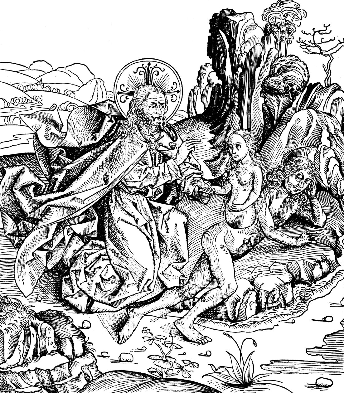 Jumala loi Eevan Aatamin kylkiluusta, 1493 tekijältä Unbekannt