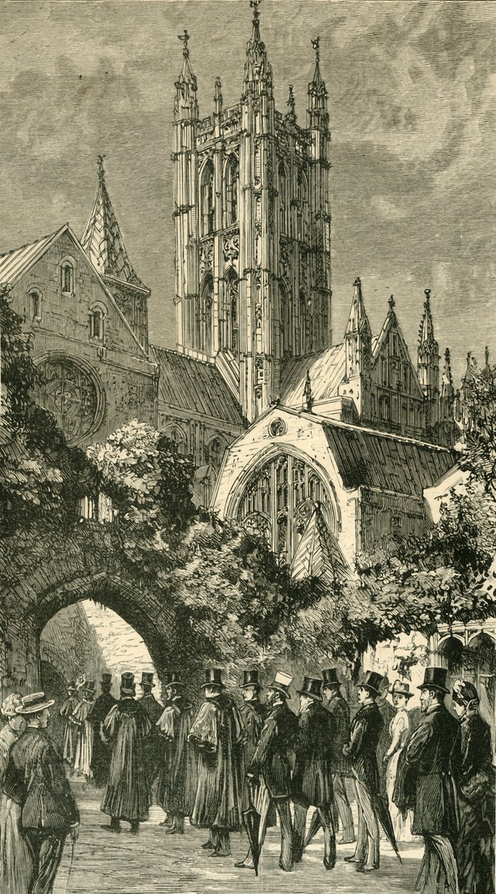 Pimeän sisäänkäynnin palvelukseen siirtyminen: Siirtomaa- ja intialaiset vierailijat Canterburyssa, 1886. tekijältä Unbekannt