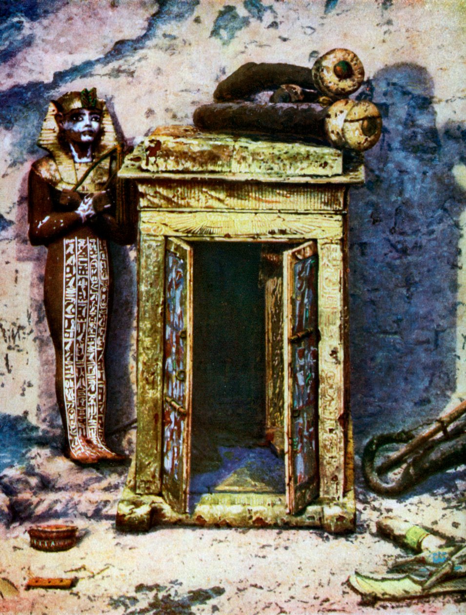 Kultainen pyhäkkö Tutankhamonin haudan etukammiossa, Egypti, 1933-1934 tekijältä Unbekannt