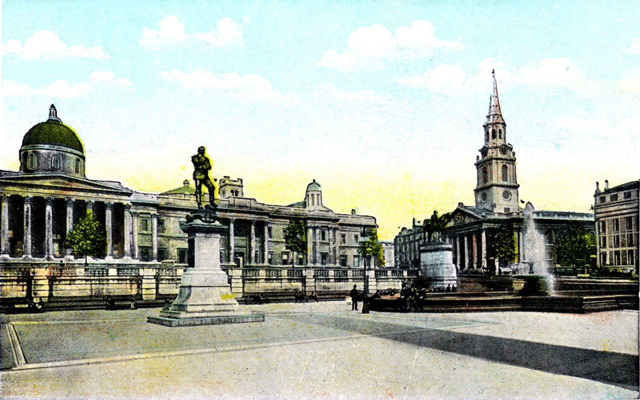 Gordonsin patsas ja kansallisgalleria, Trafalgar Square, Lontoo, 1900-luku tekijältä Unbekannt